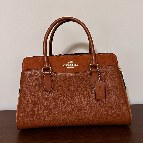 Coach Darcie Carryall F2348-CM100 Leather Suede Redwood Brown - Picture 2 of 16